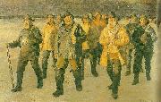 Michael Ancher fiskere vender hjem fra nordstranden i aftensol USA oil painting artist